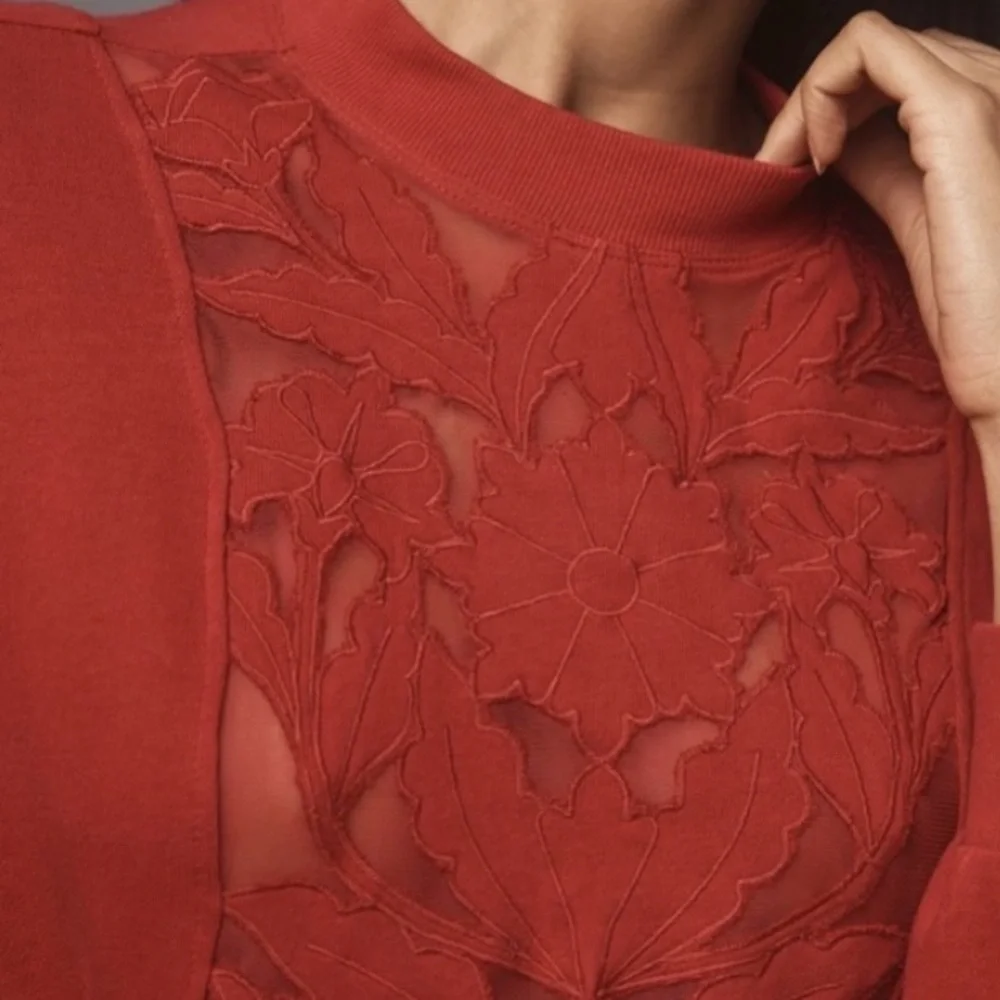 🟠🟠NWT ANTHROPOLOGIE Cutwork Swing Top in Wine